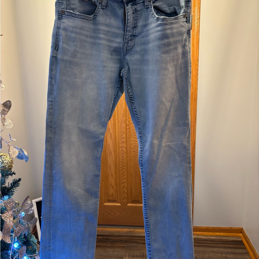 BKE Men's Light Blue Straight Jeans